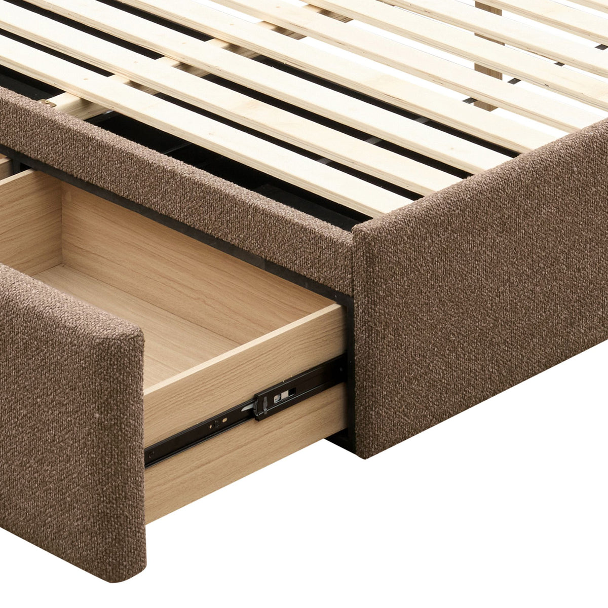 Aniza 60" Queen Platform Bed with Drawer in Brown
