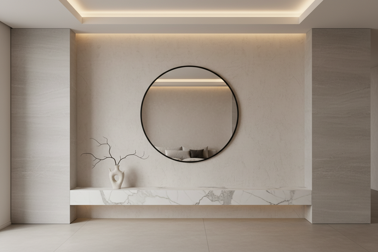 Miroir mural rond Georgia : cadre noir 