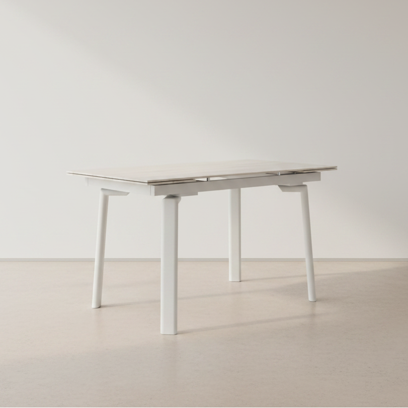 Bellaro Dining Table with Extension in Travertine and Cream