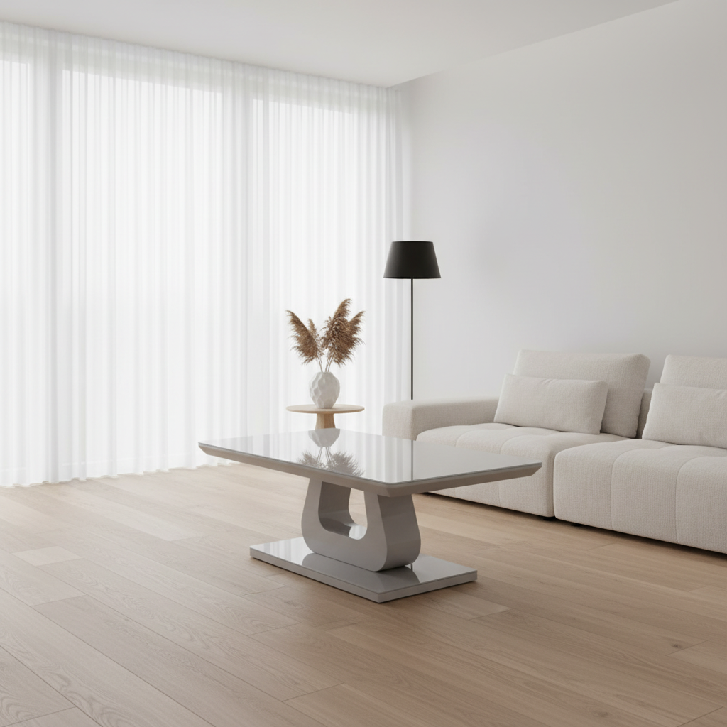 Table basse rectangulaire Corvus en gris chaud