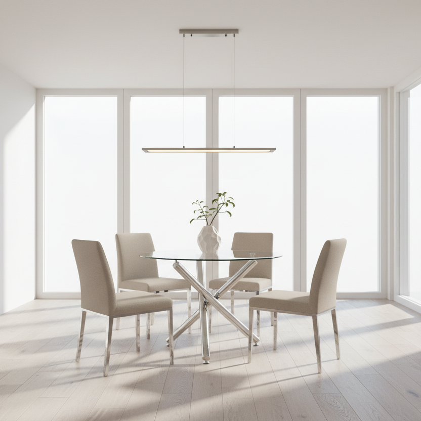 Solara II Round Dining Table in Chrome