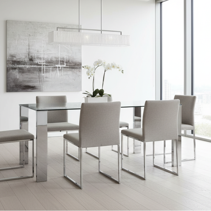 Frankfurt Rectangular Dining Table in Stainless Steel
