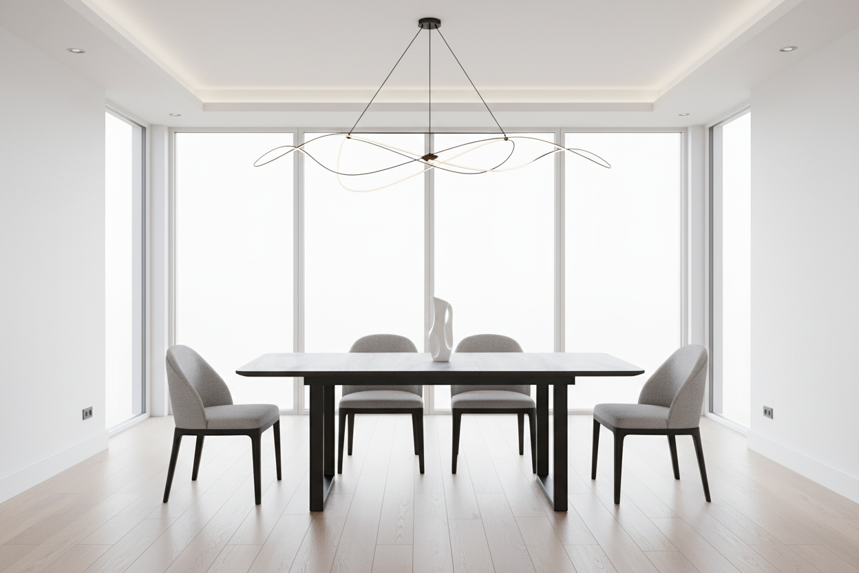 Gavin Dining Table w/Extension in Black and Faux Marble