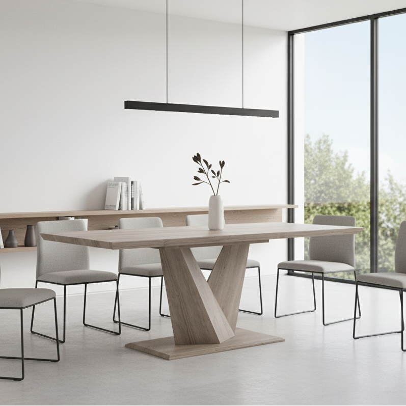 Eclipse Dining Table w/Extension in Washed Oak