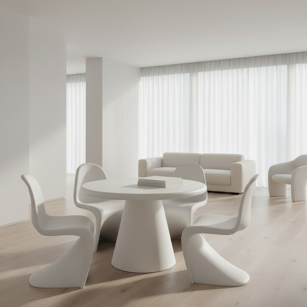 Galio Round Dining Table in White