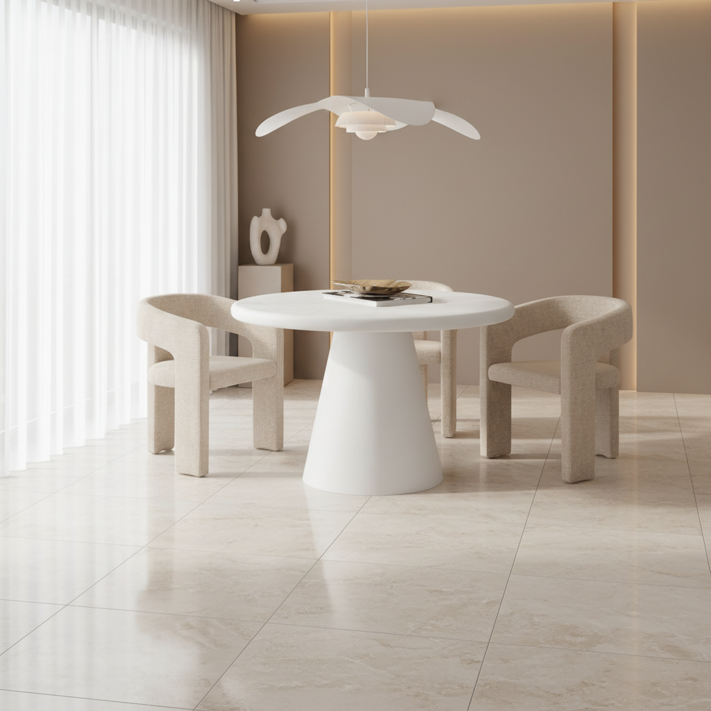 Galio Round Dining Table in White