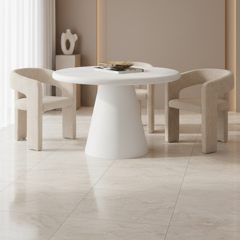 Galio Round Dining Table in White