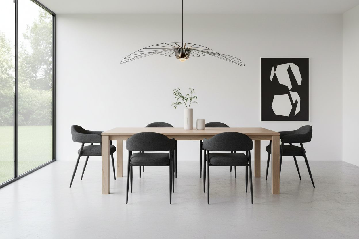 Archer Dining Chair, Set of 2, in Beige Fabric and Black