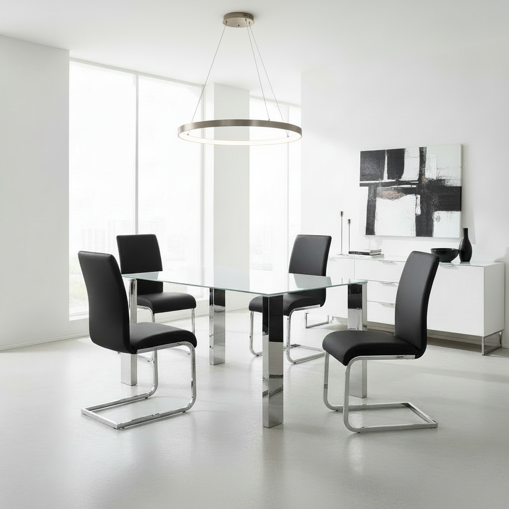 Frankfurt/Maxim 5pc Dining Set in Chrome