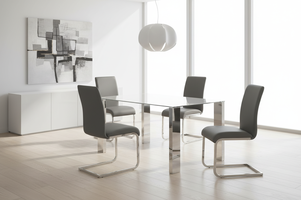 Frankfurt/Maxim 5pc Dining Set in Chrome