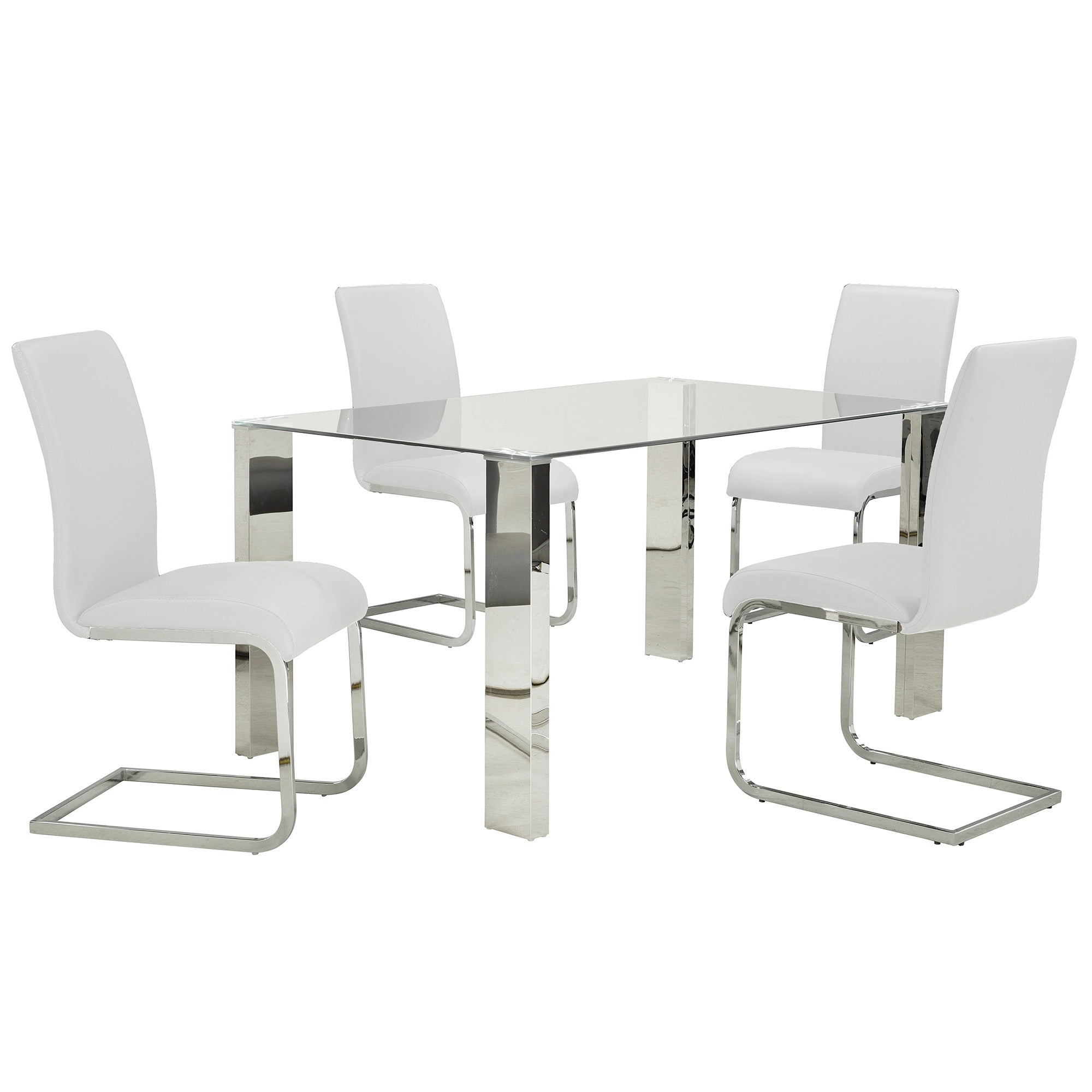 Frankfurt/Maxim 5pc Dining Set in Chrome