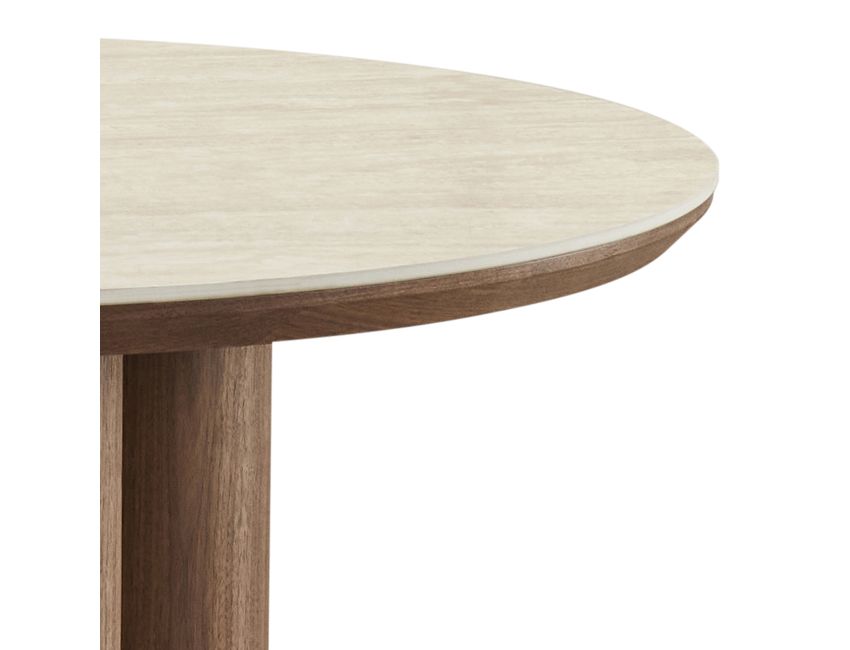 Ensemble de salle à manger 5 pièces Seaton and Noelle - Table en noyer et travertin et chaises marron