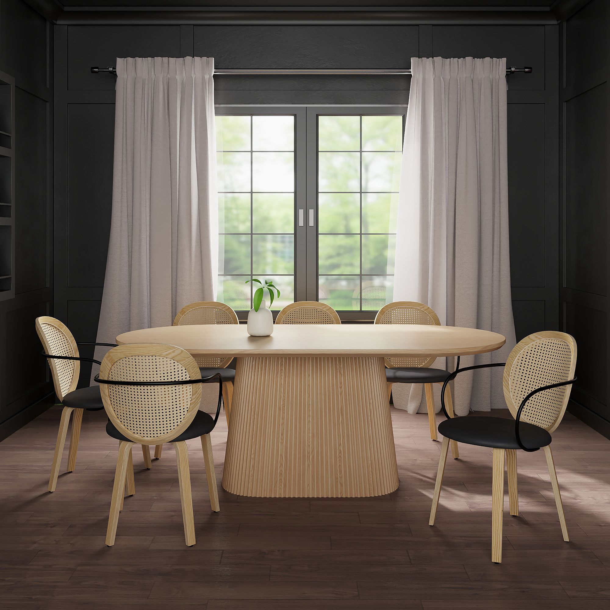 Tovas/Orias 7pc Dining Set - Natural Table with Light Oak Chair
