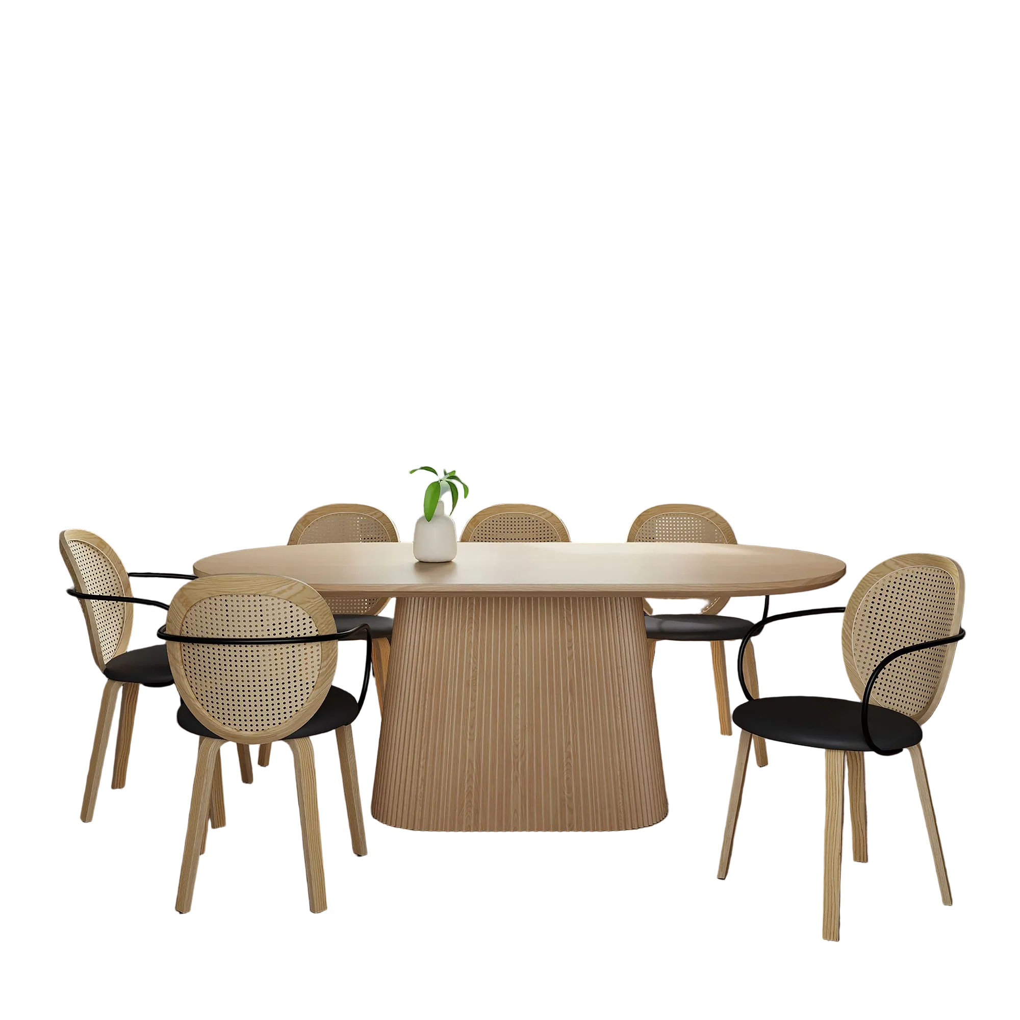 Ensemble de salle à manger 7 pièces Tovas/Orias - Table naturelle avec chaise en chêne clair
