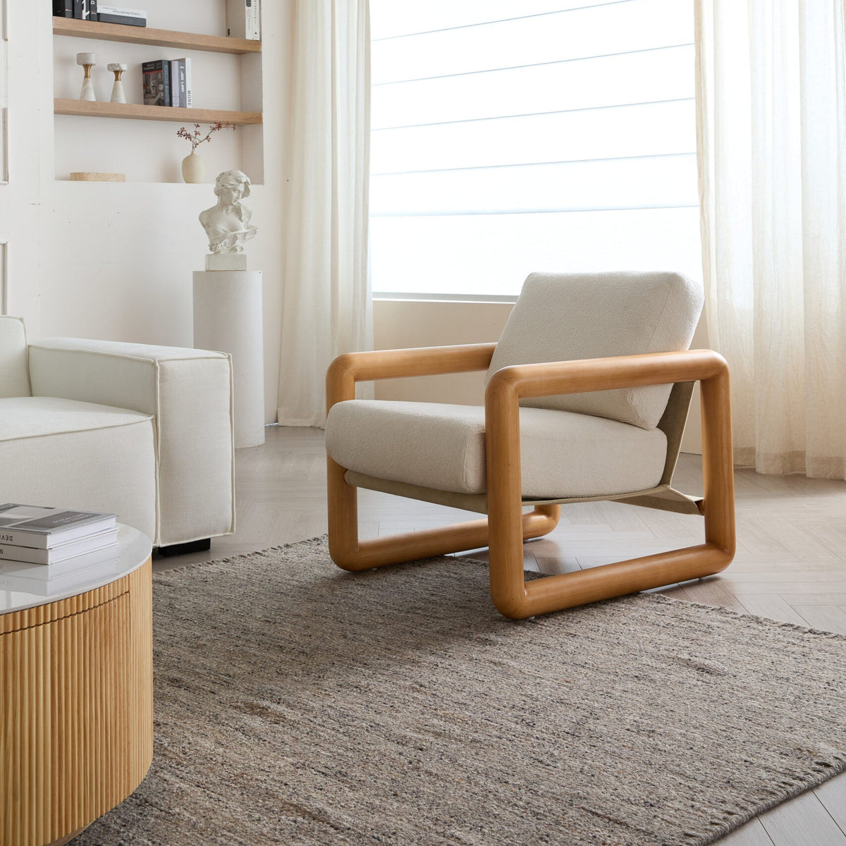 Modern Solid Wood Frame Single Sofa Chair