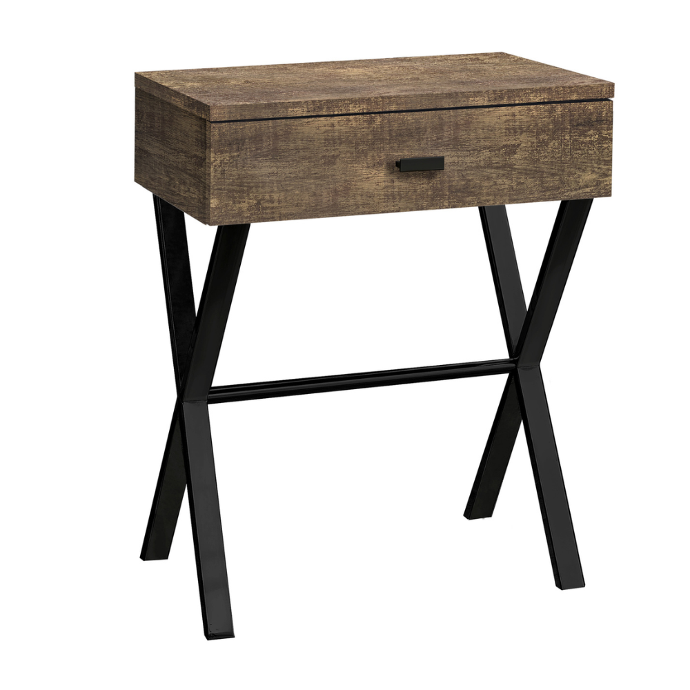 24" Accent Table, Reclaimed Wood Top with Black Metal Frame