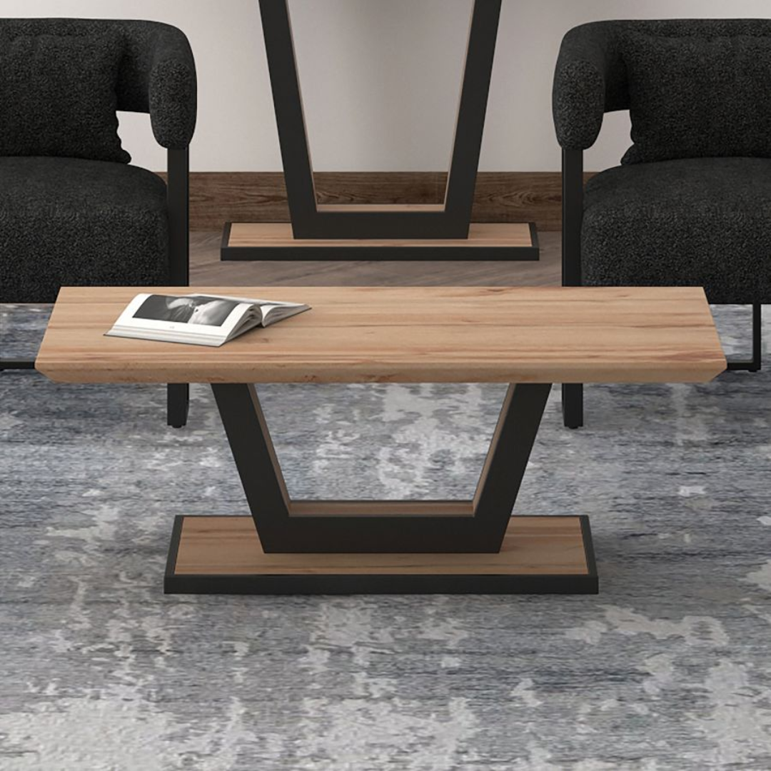 Table basse rectangulaire Forna en naturel et noir