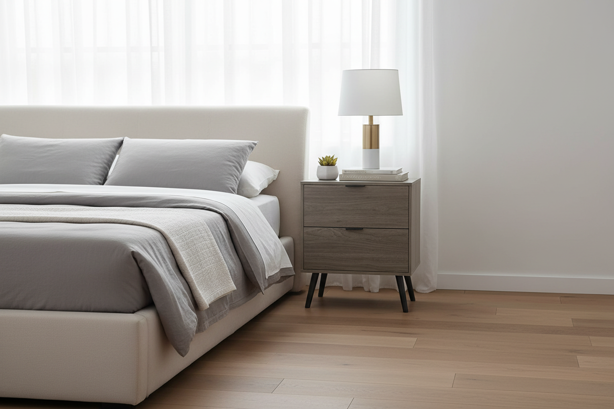 TABLE D'APPOINT - 24"H / TABLE D'APPOINT EN NOYER AVEC 2 TIROIRS