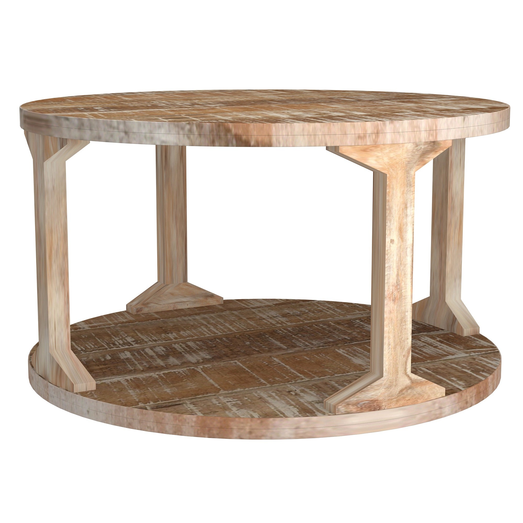 Table basse ronde Avni en finition vieillie