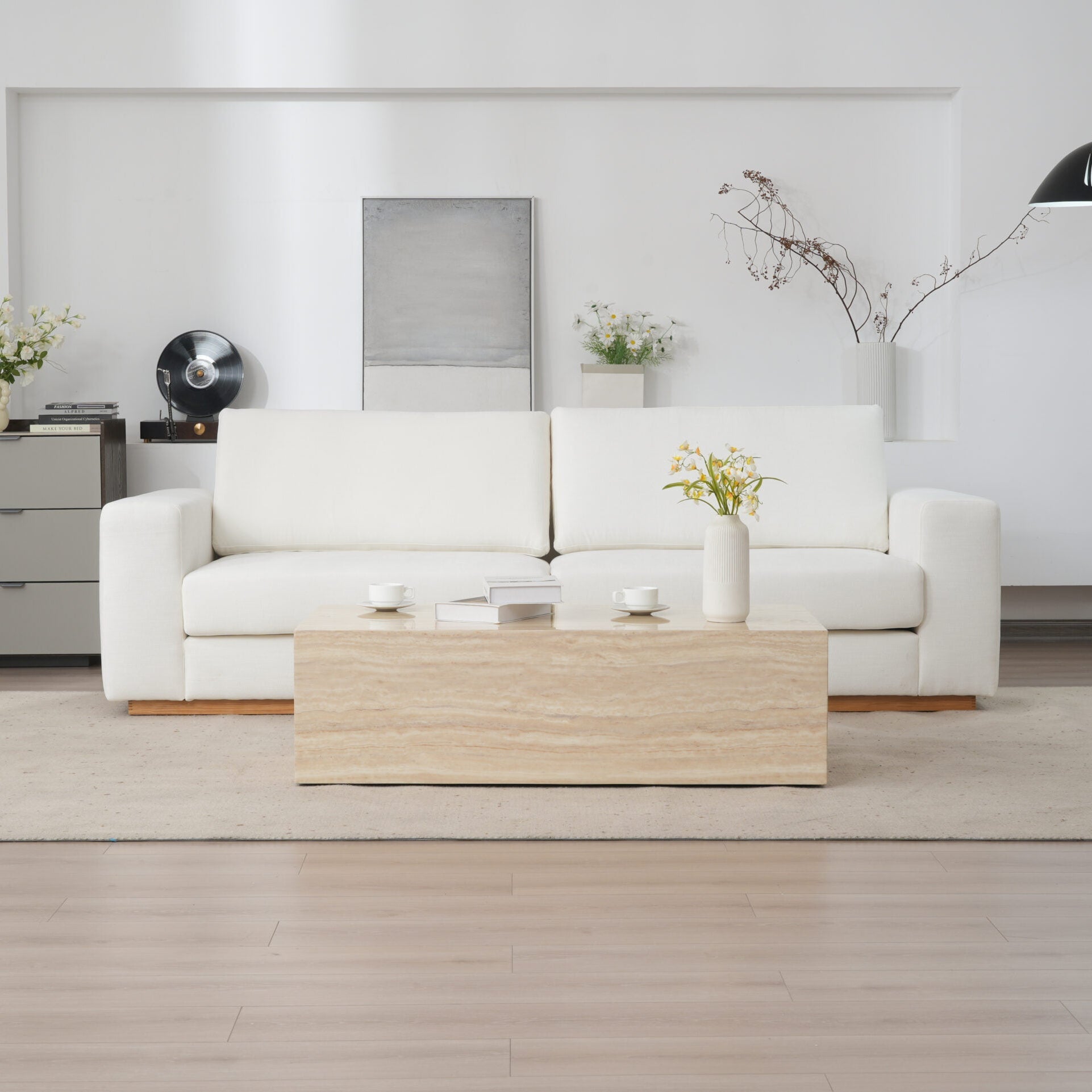 Minimalist Modern Sherpa Sectional Loveseat