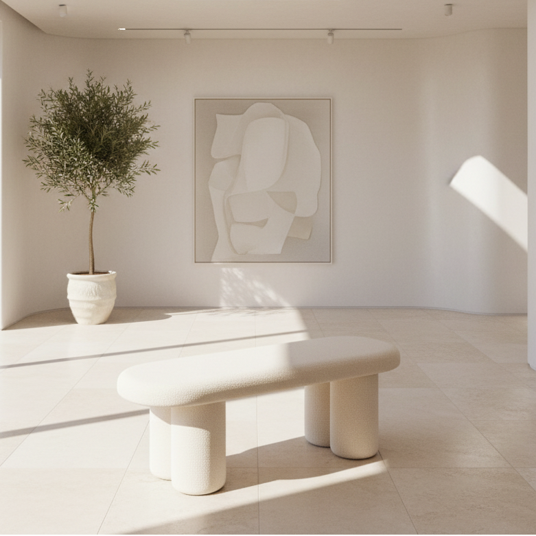 Azoro Bench with soft boucle fabric