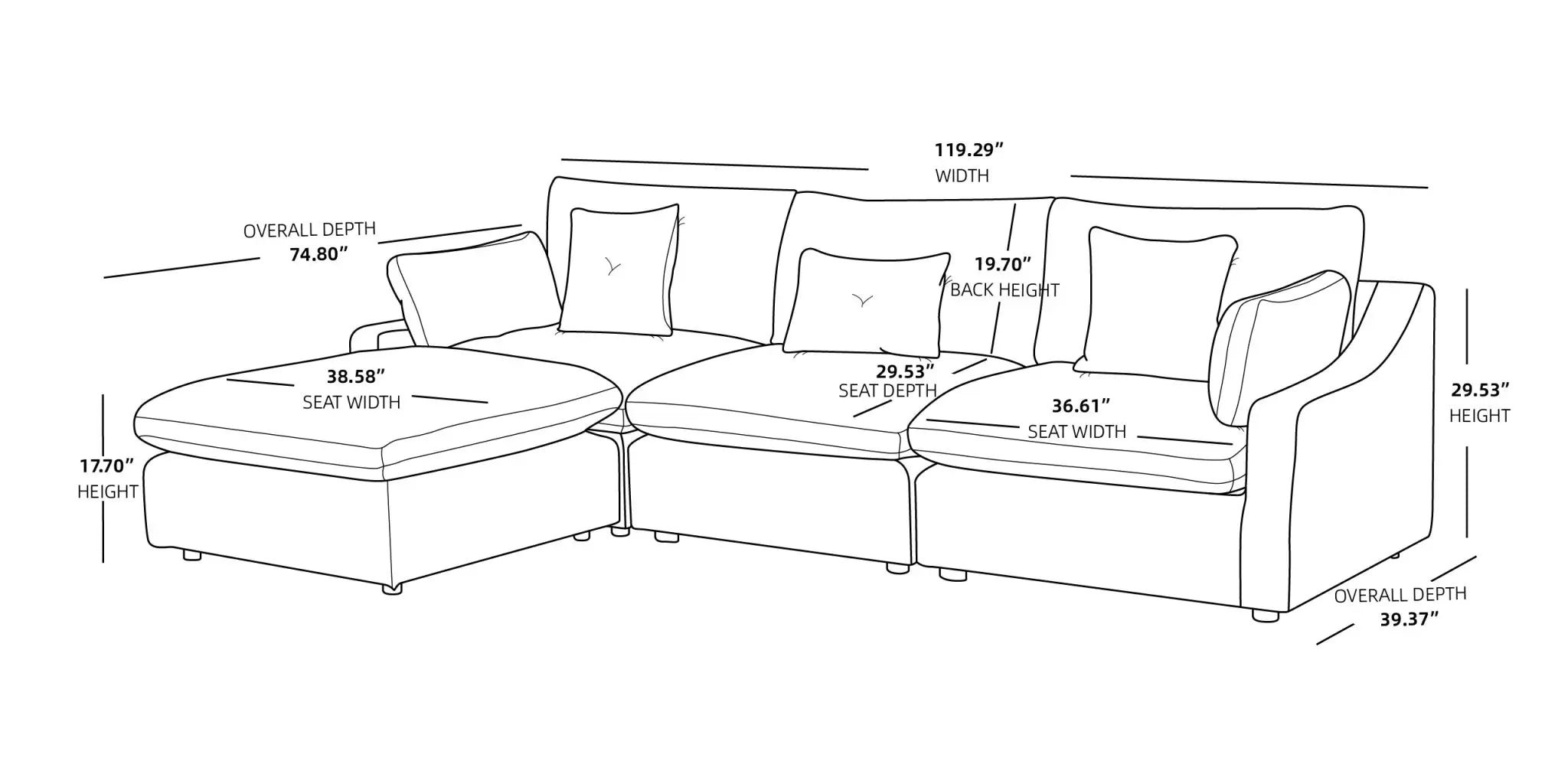 Sky Cloud Slope Sectional Sofa