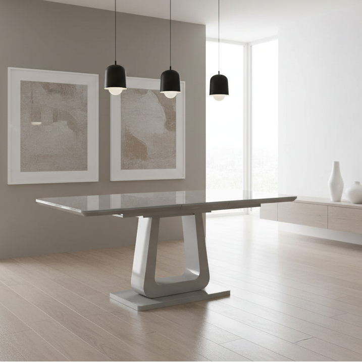 Corvus Dining Table w/Extension in Warm Grey