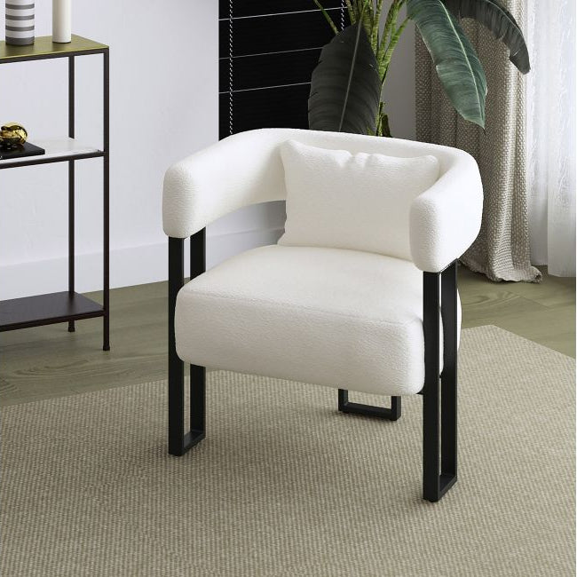 Fauteuil d'appoint Scarlet en boucle ivoire et noir