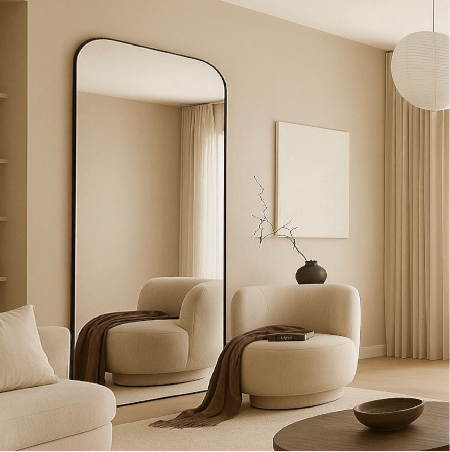 Bia Black Frame Mirror 80"