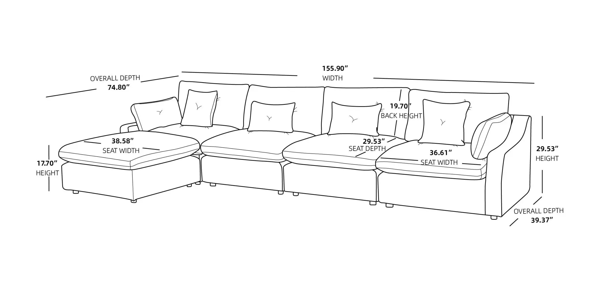 Sky Cloud Slope Sectional Sofa