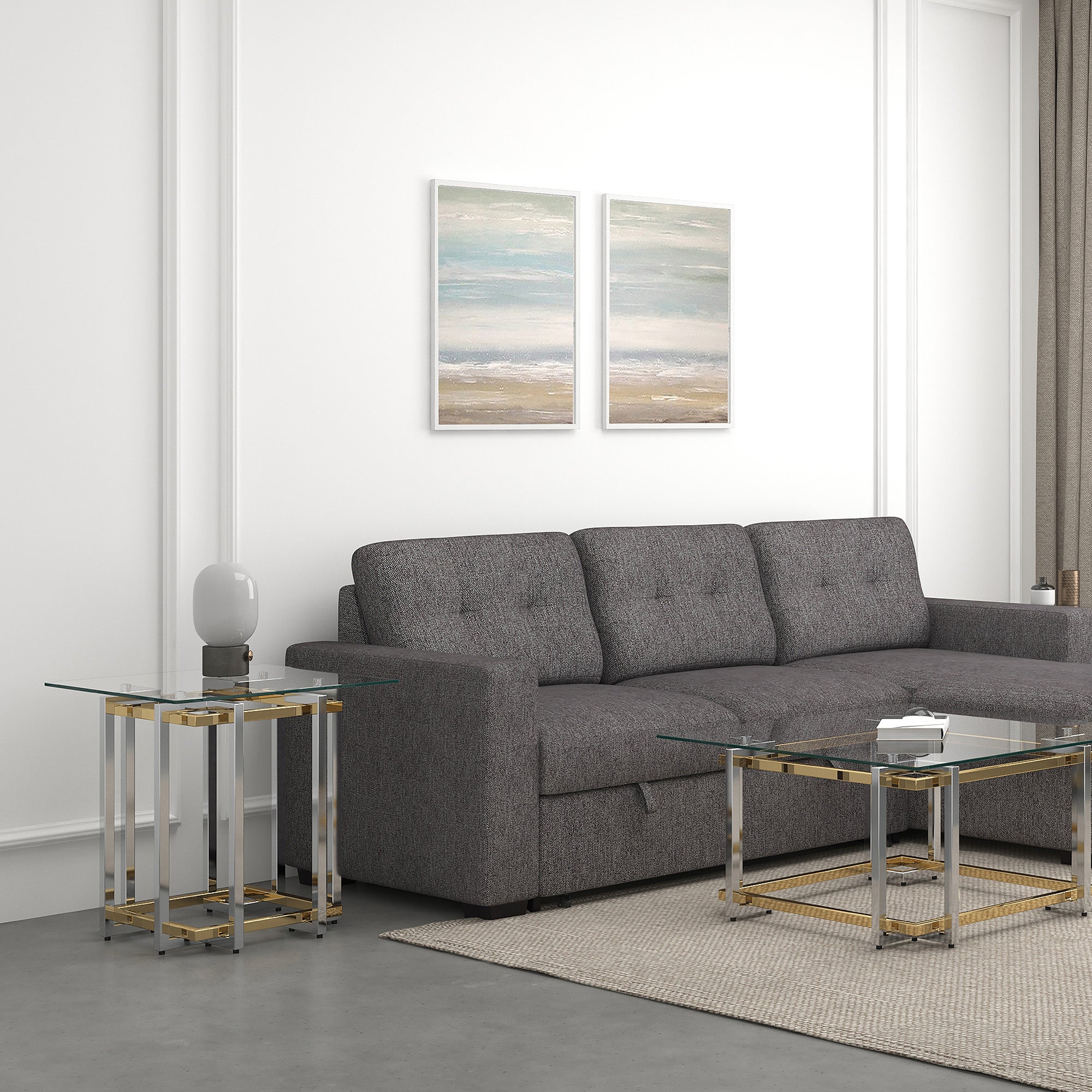 Table d'appoint Florina en argent et or