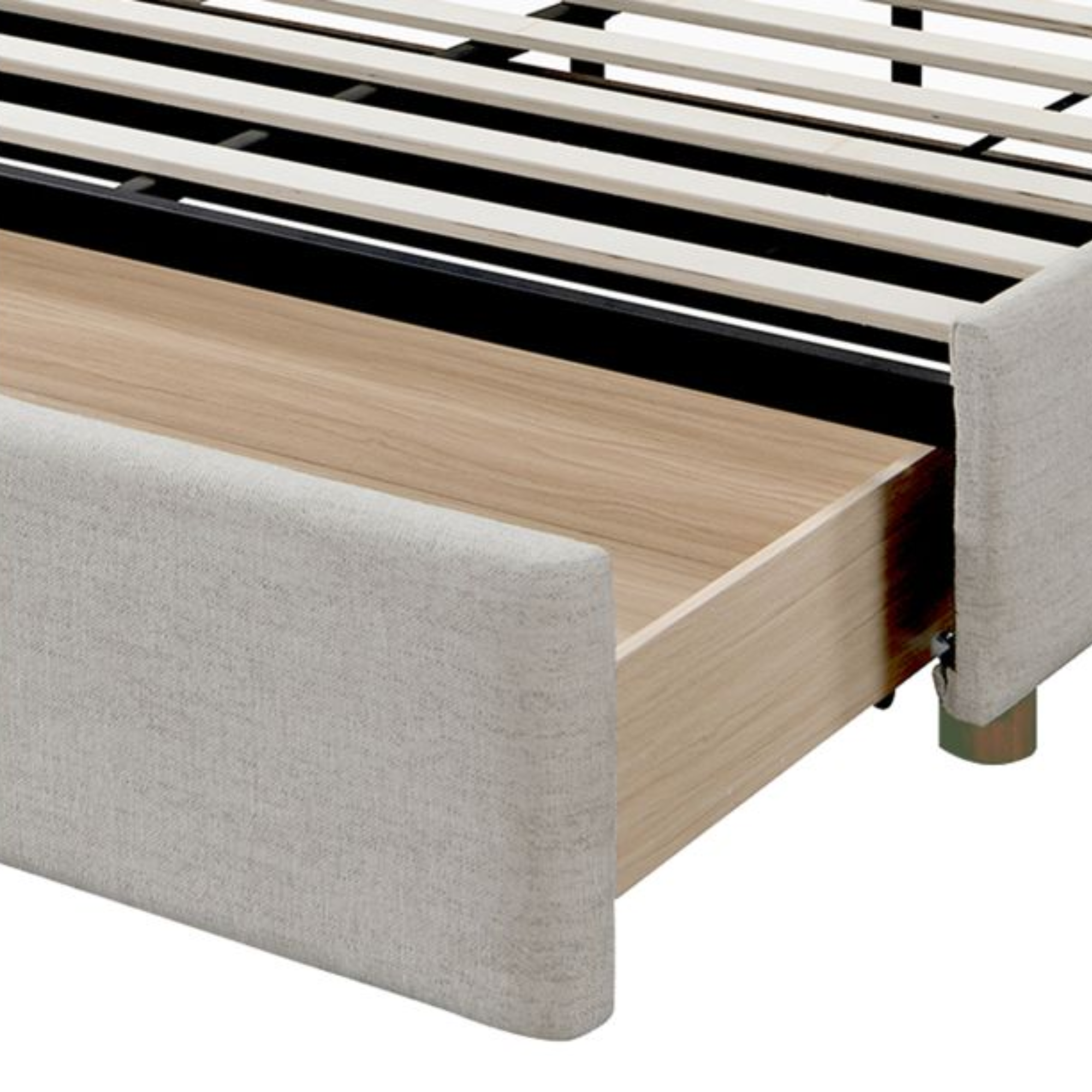 Andover 60" Queen Platform Bed with Drawer in Oat