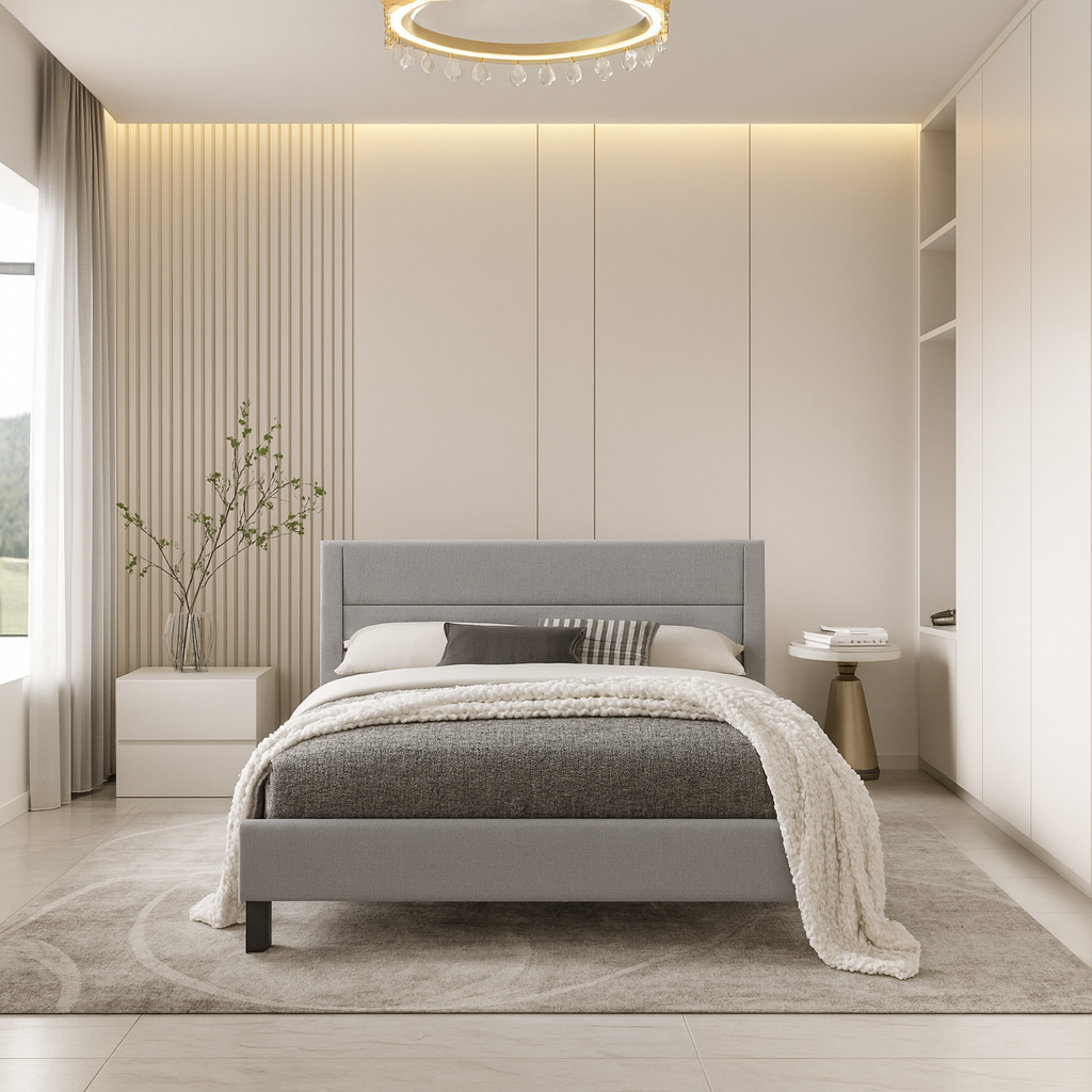 Lit en tissu gris clair IF-5354