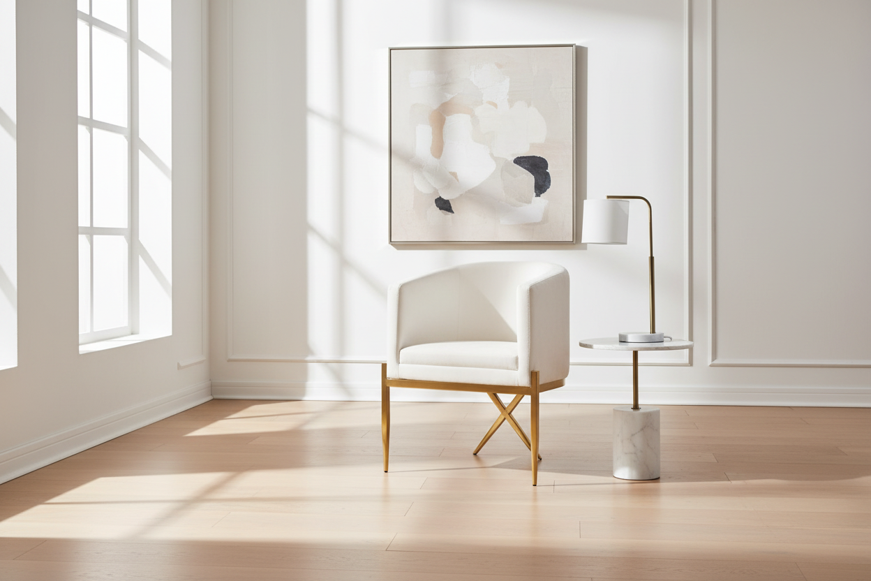 Chaise Anton GY-AC-8391G Contessa Vanille Cadre en or brossé