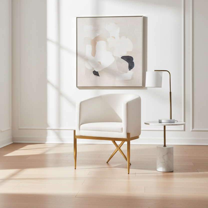 Chaise Anton GY-AC-8391G Contessa Vanille Cadre en or brossé