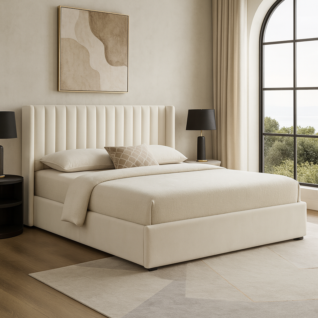 IF-5408 Wingback Design Bed with Storage