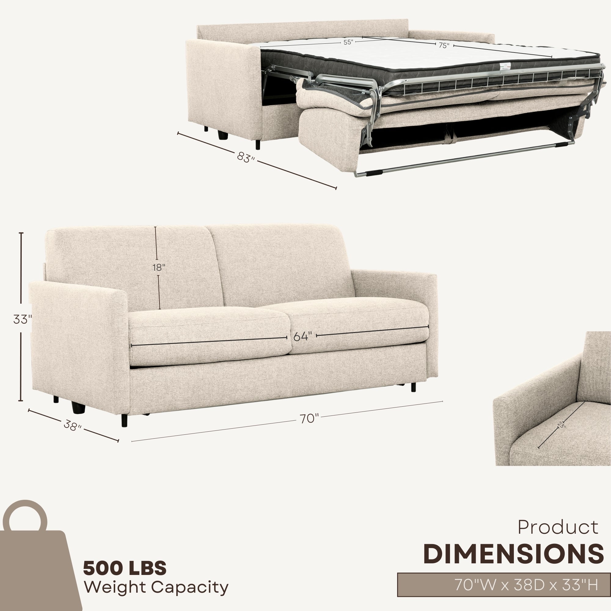 Benito Sofa Bed - Beige