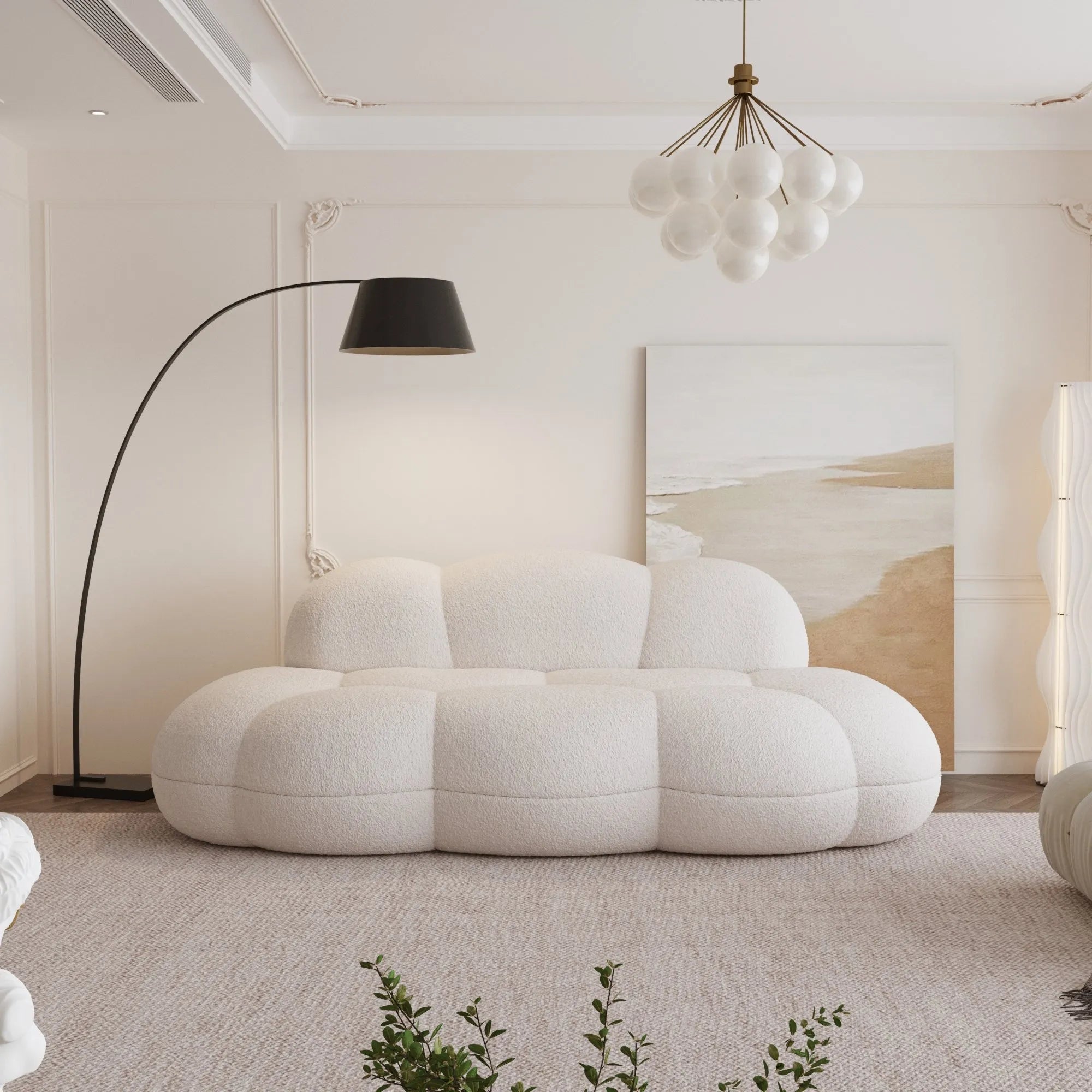 Bubble Curve Boneless Sherpa Fleece Sofa