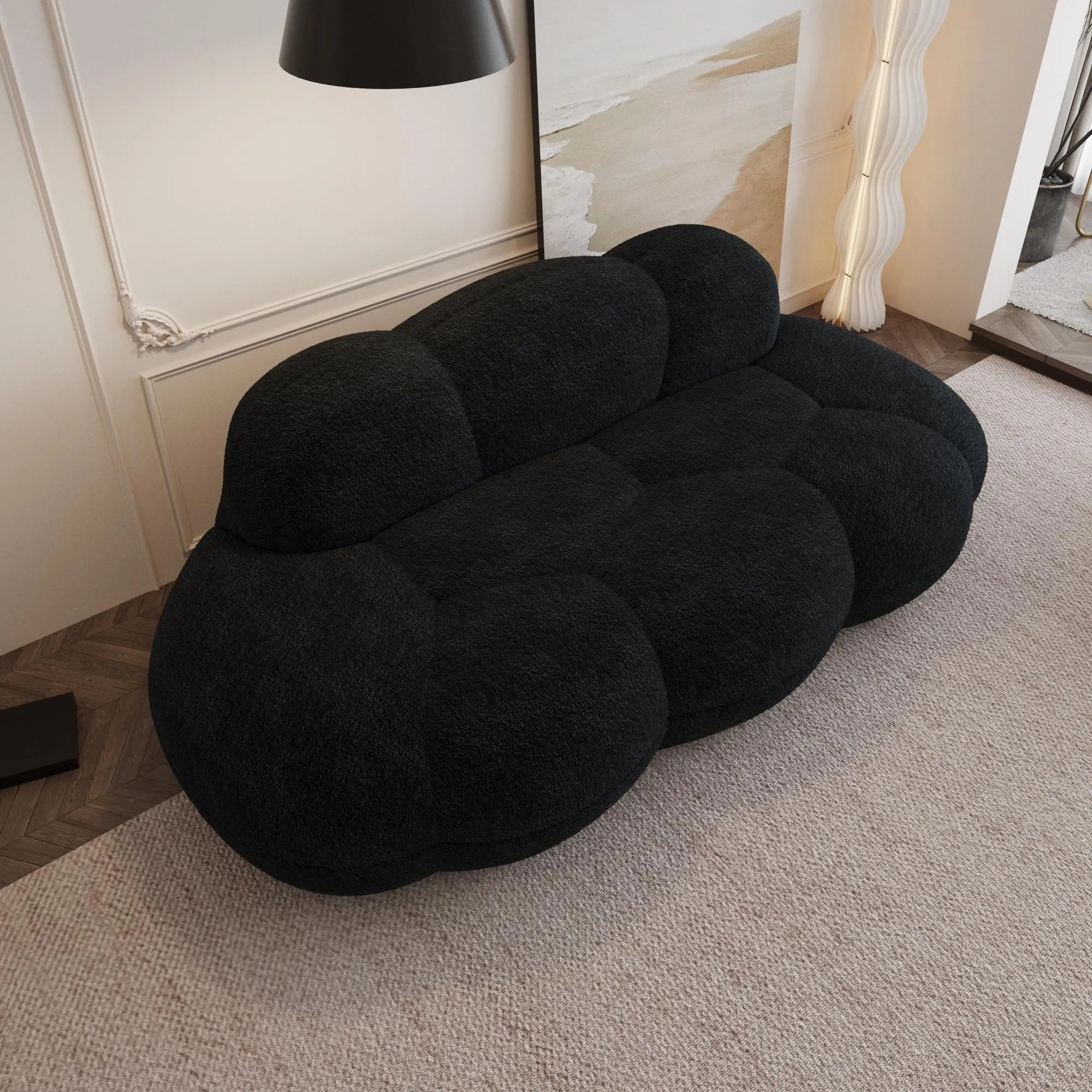Bubble Curve Boneless Sherpa Fleece Sofa
