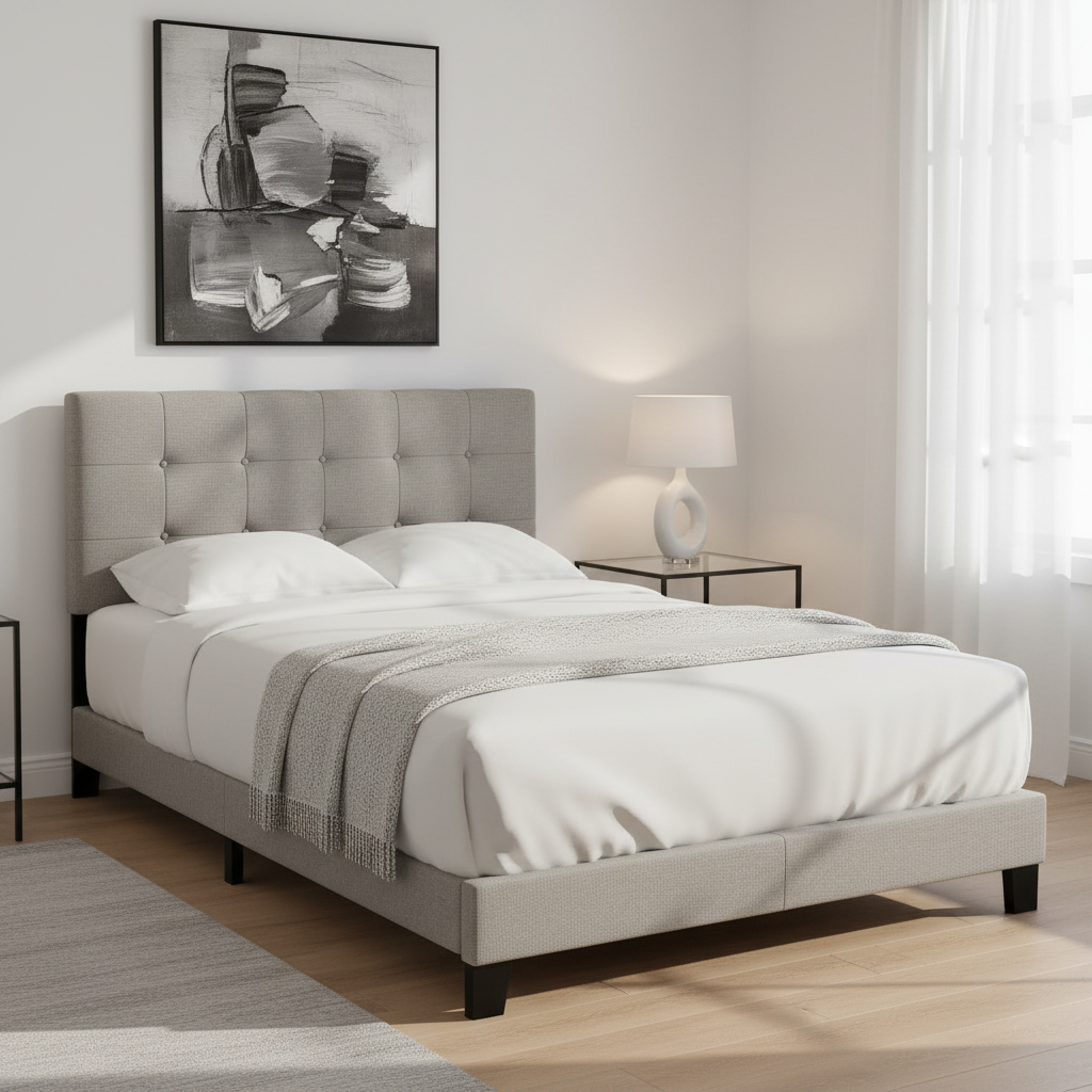 BED - QUEEN SIZE / GREY LINEN