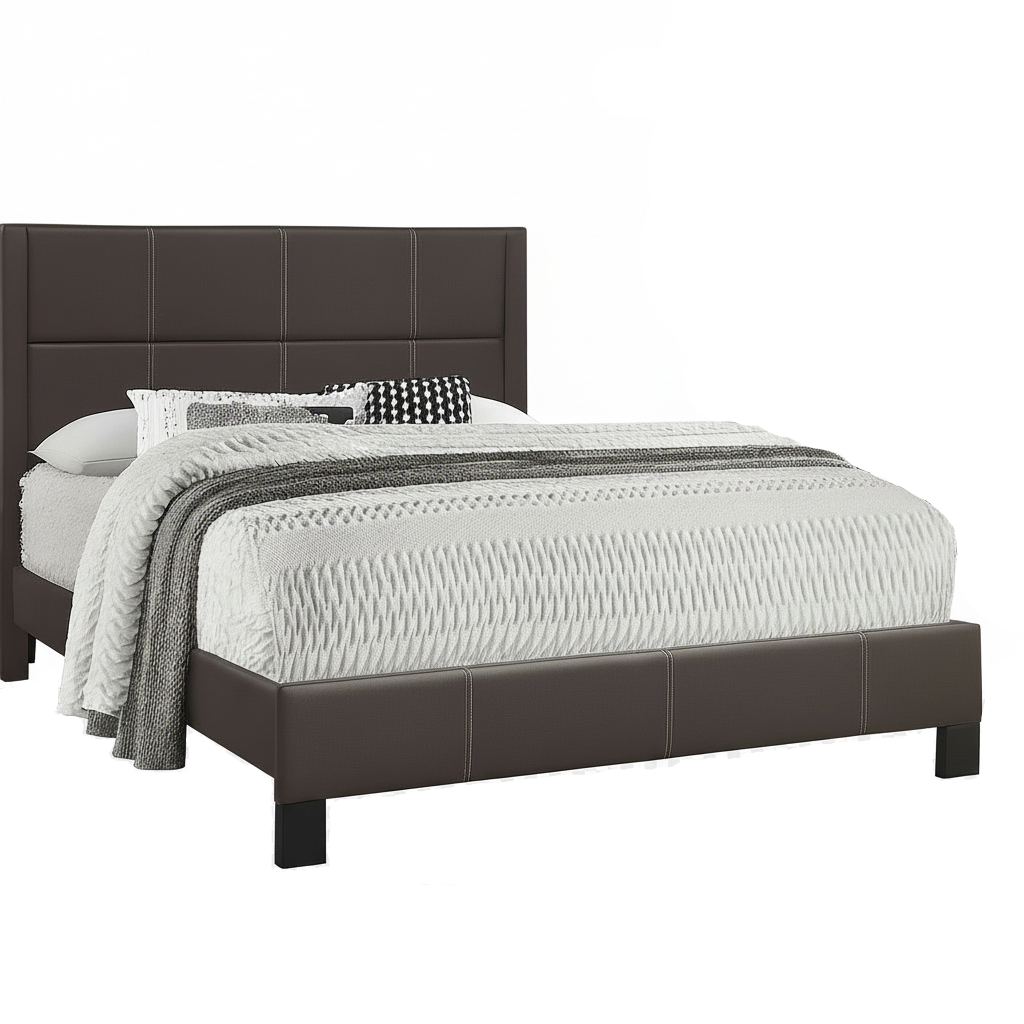 IF 5352 Espresso PU Bed with Contrast Stitching