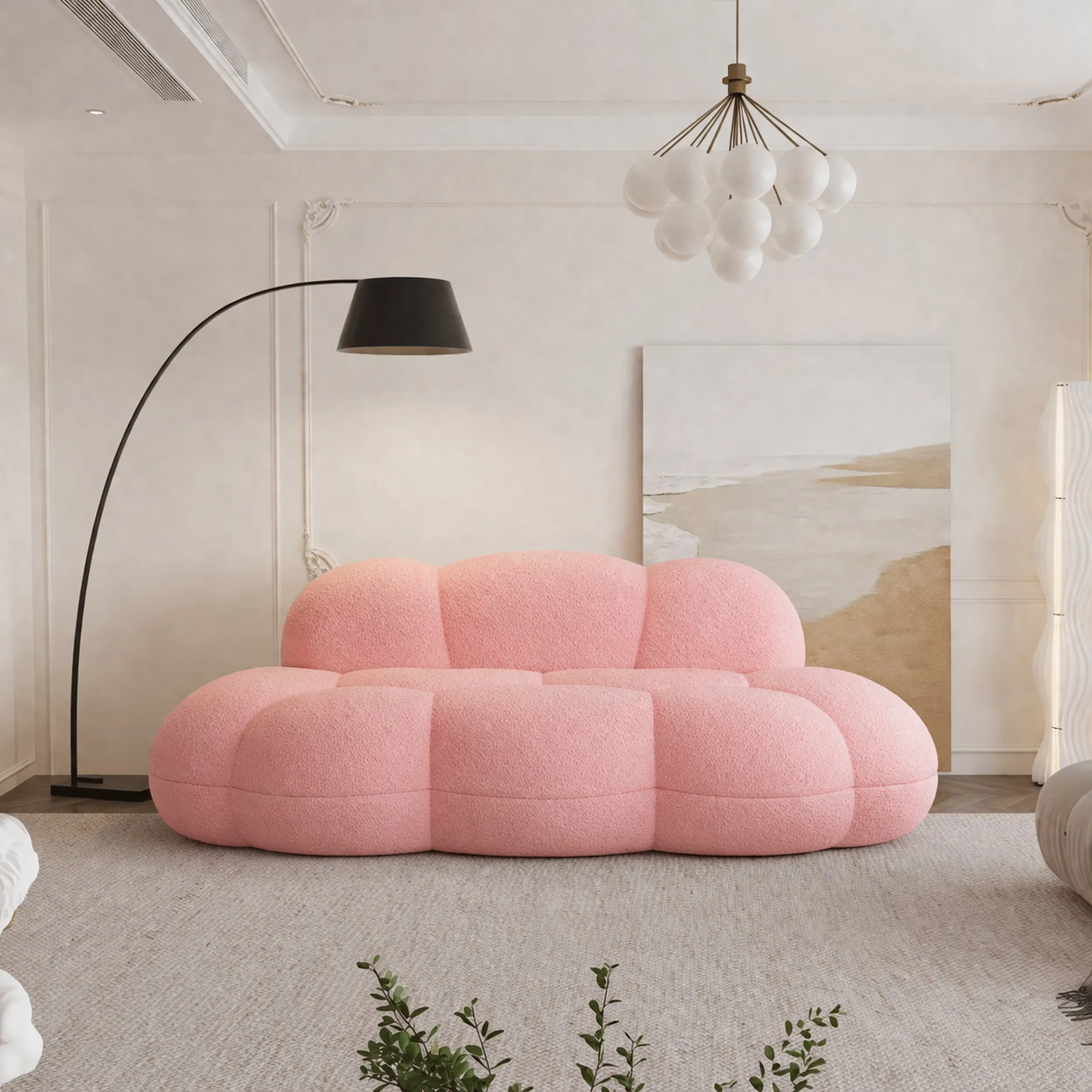 Bubble Curve Boneless Sherpa Fleece Sofa