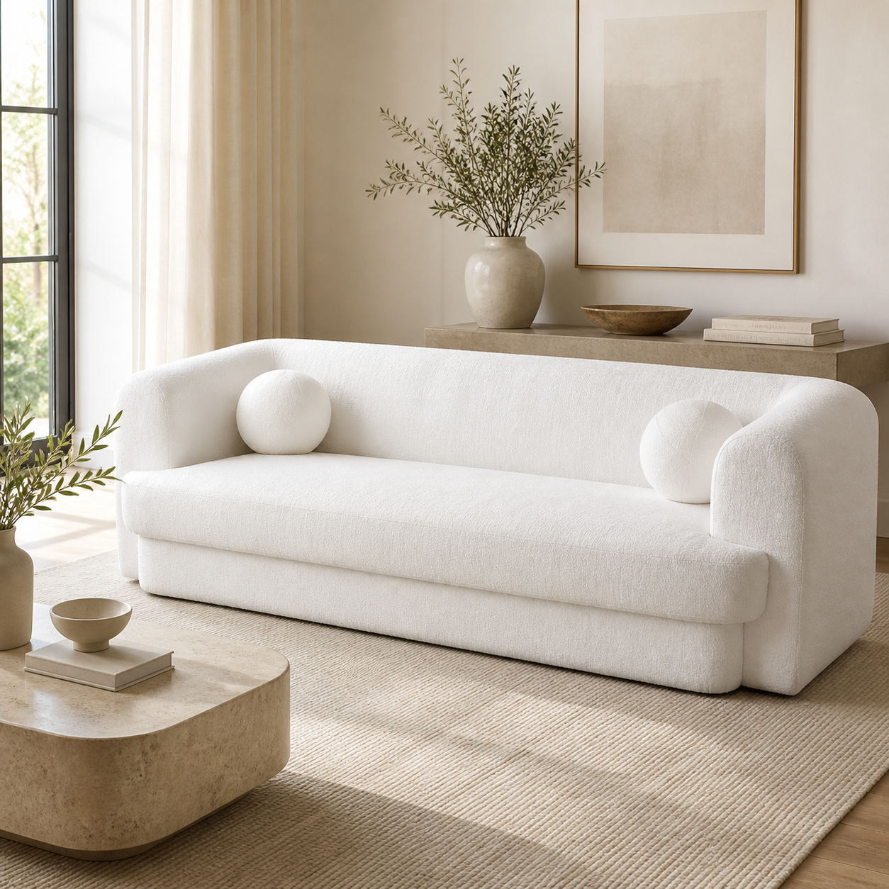 Modern Sherpa Wide Seat Sofa