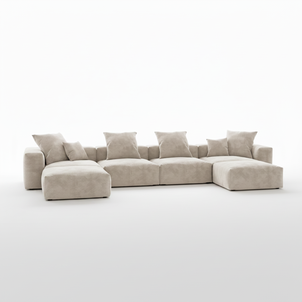 Canapé d'angle modulaire en velours côtelé Inovo