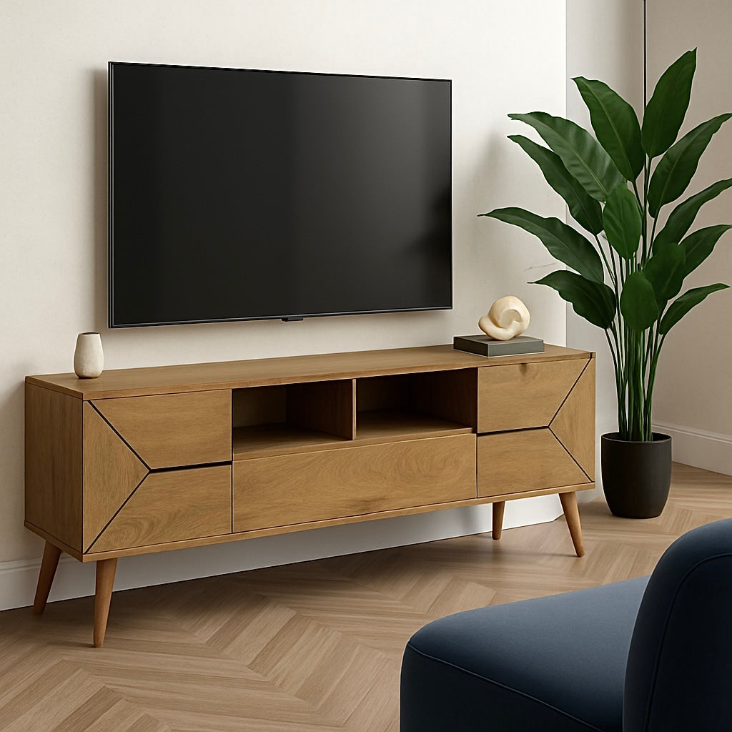 MEUBLE TV - 72"L / NOYER AVEC RANGEMENT 