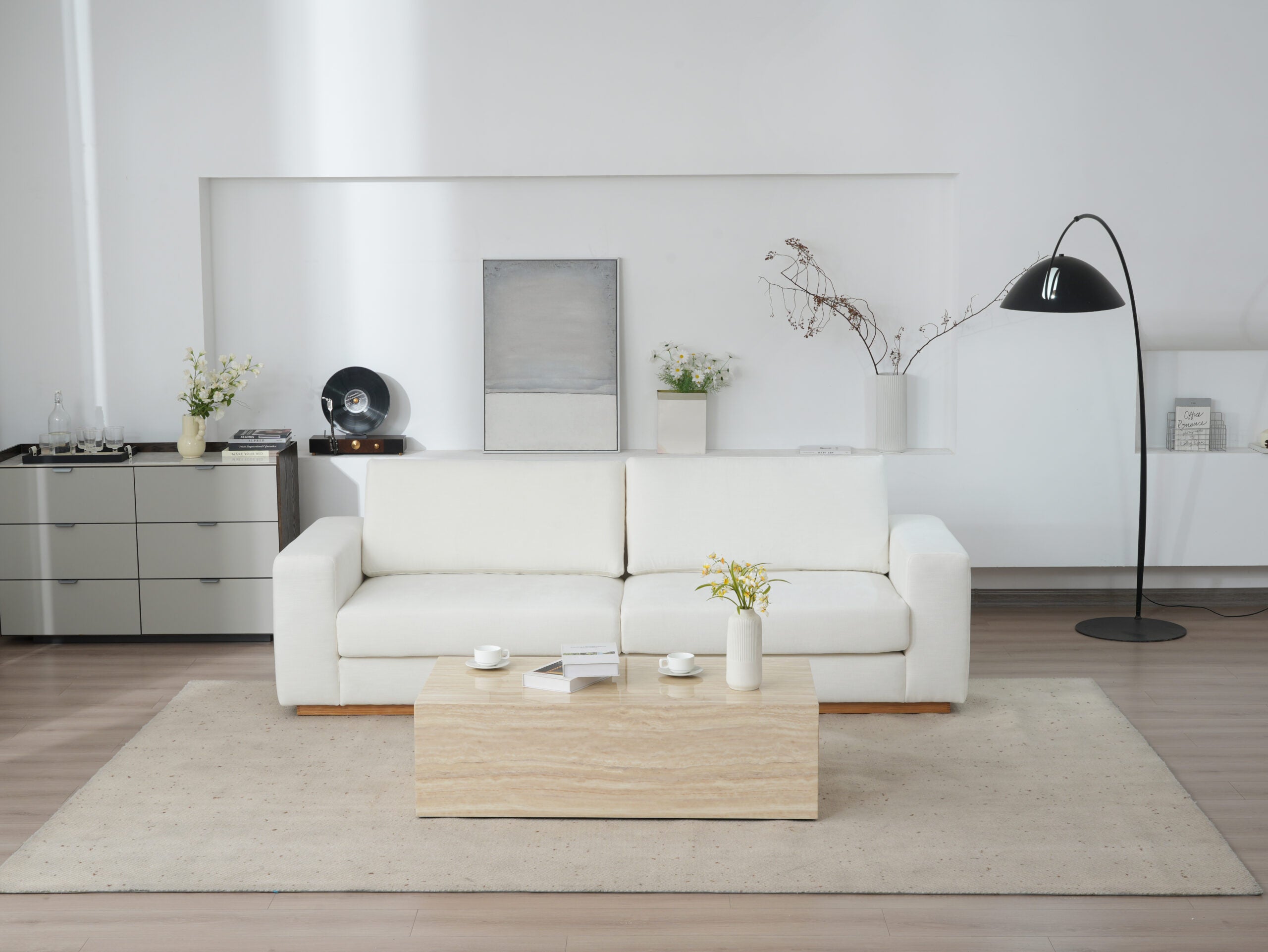 Minimalist Modern Sherpa Sectional Loveseat