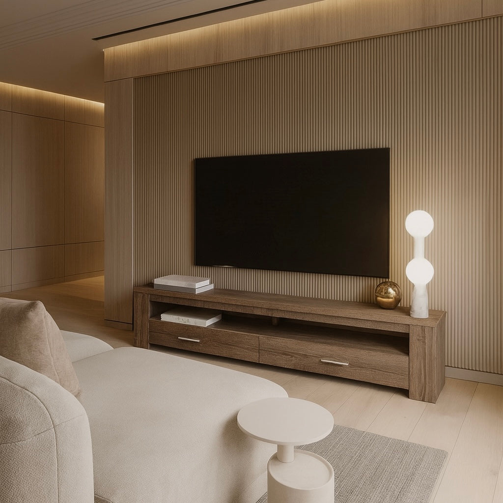 MEUBLE TV - 48"L / TAUPE FONCÉ AVEC 2 TIROIRS DE RANGEMENT