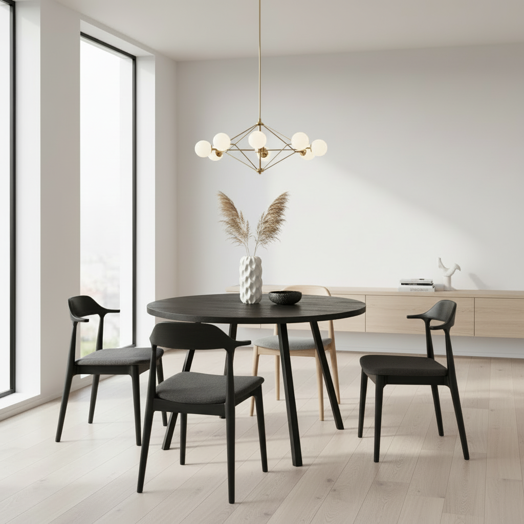 DINING TABLE - 48"DIA/ GREY RECLAIMED WOOD / BLACK METAL