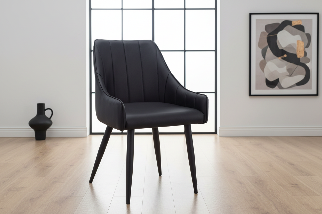 DINING CHAIR - 2PCS / 33"H / WHITE LEATHER-LOOK / CHROME