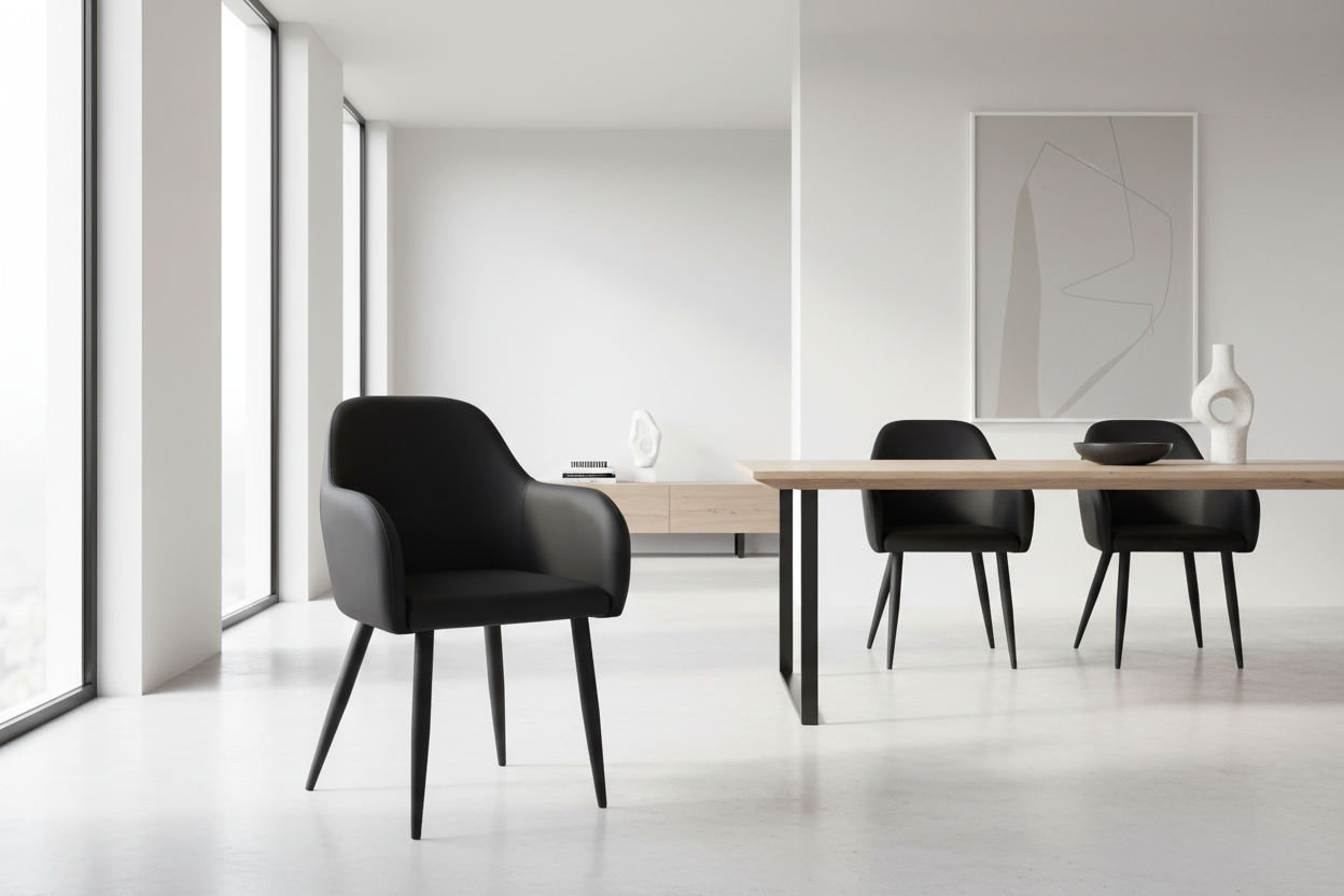 DINING CHAIR - 2PCS / 33"H / WHITE LEATHER-LOOK / CHROME
